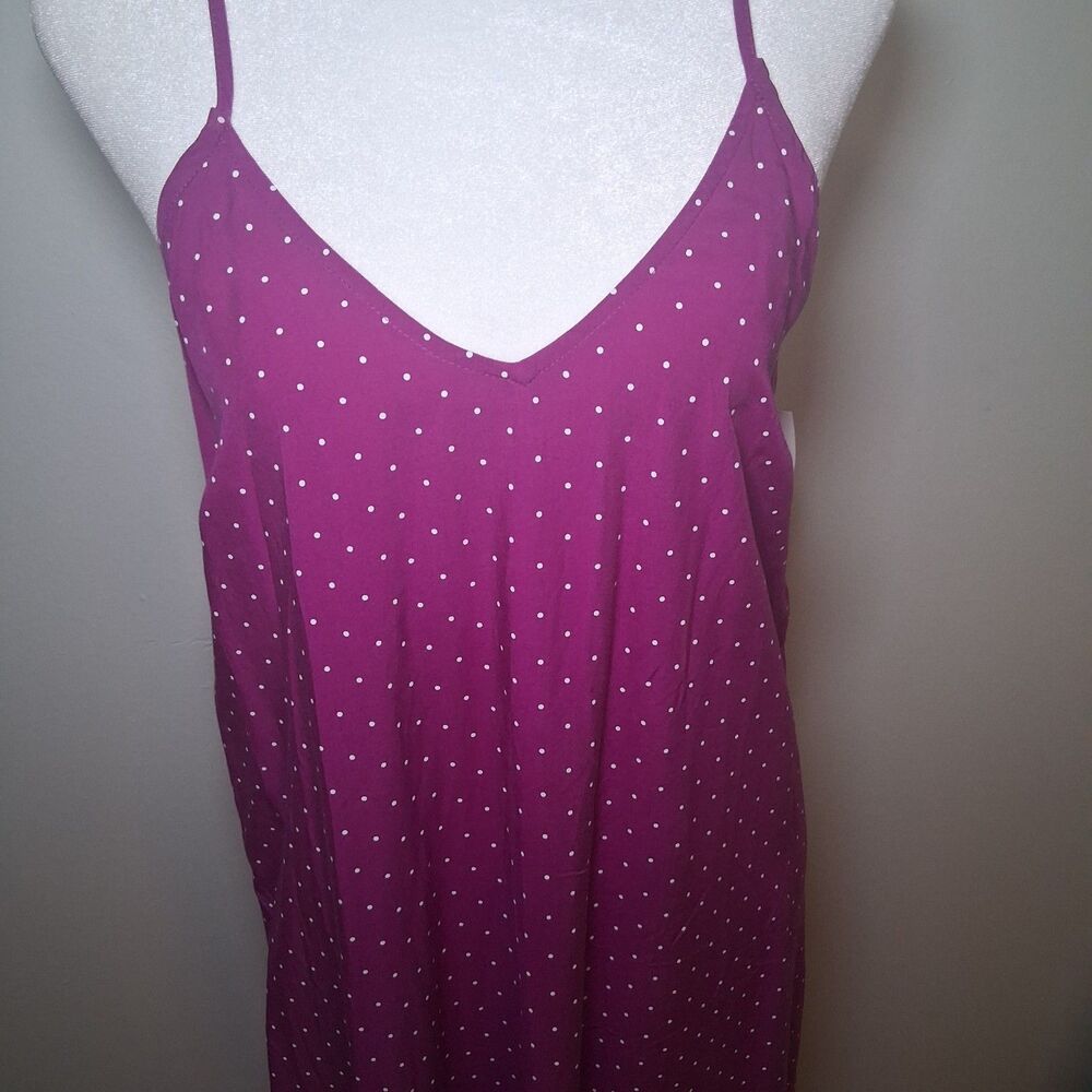 NWT Purple Polka Dot Swing Tank  Maxi Dress Women's Sz M Lounge Spring Summer - Picture 2 of 9